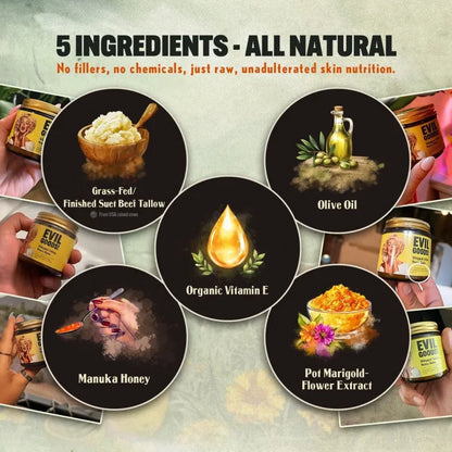 Vaxflite GOODS! Whipped Beef Tallow & Manuka Honey Organic Nourishing Face Cream Moisturizer Body Lotion Skin Care Lip Balm Hydrating Moisturizing 100% Natural Ingredients - Oil [🔥Limited Time Offer🔥]